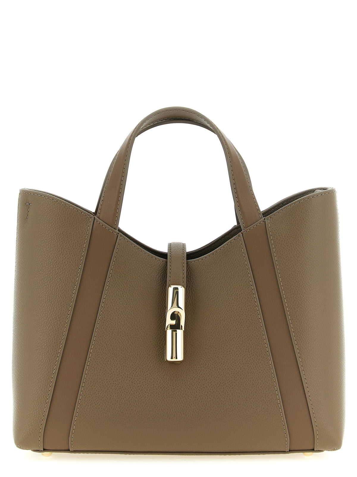Bolso Tote Furla De Piel Gris Superficie Texturizada Goccia S