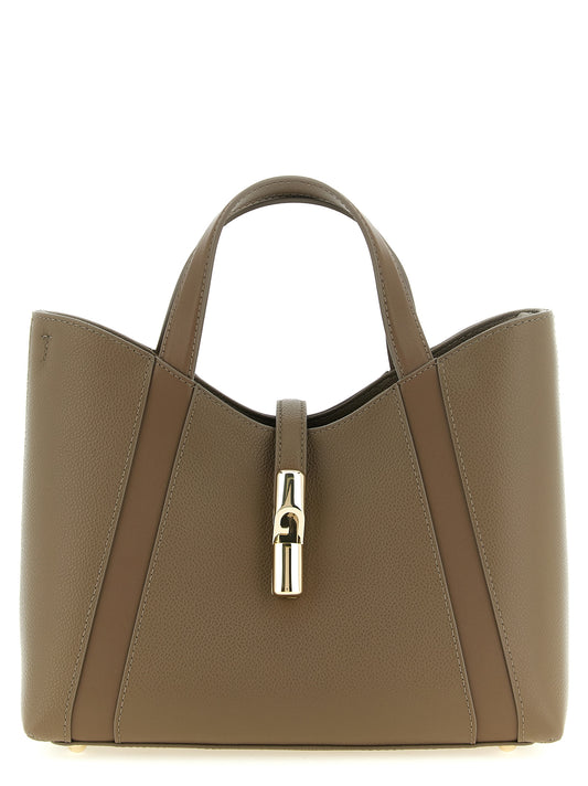 Bolso Tote Furla De Piel Gris Superficie Texturizada Goccia S