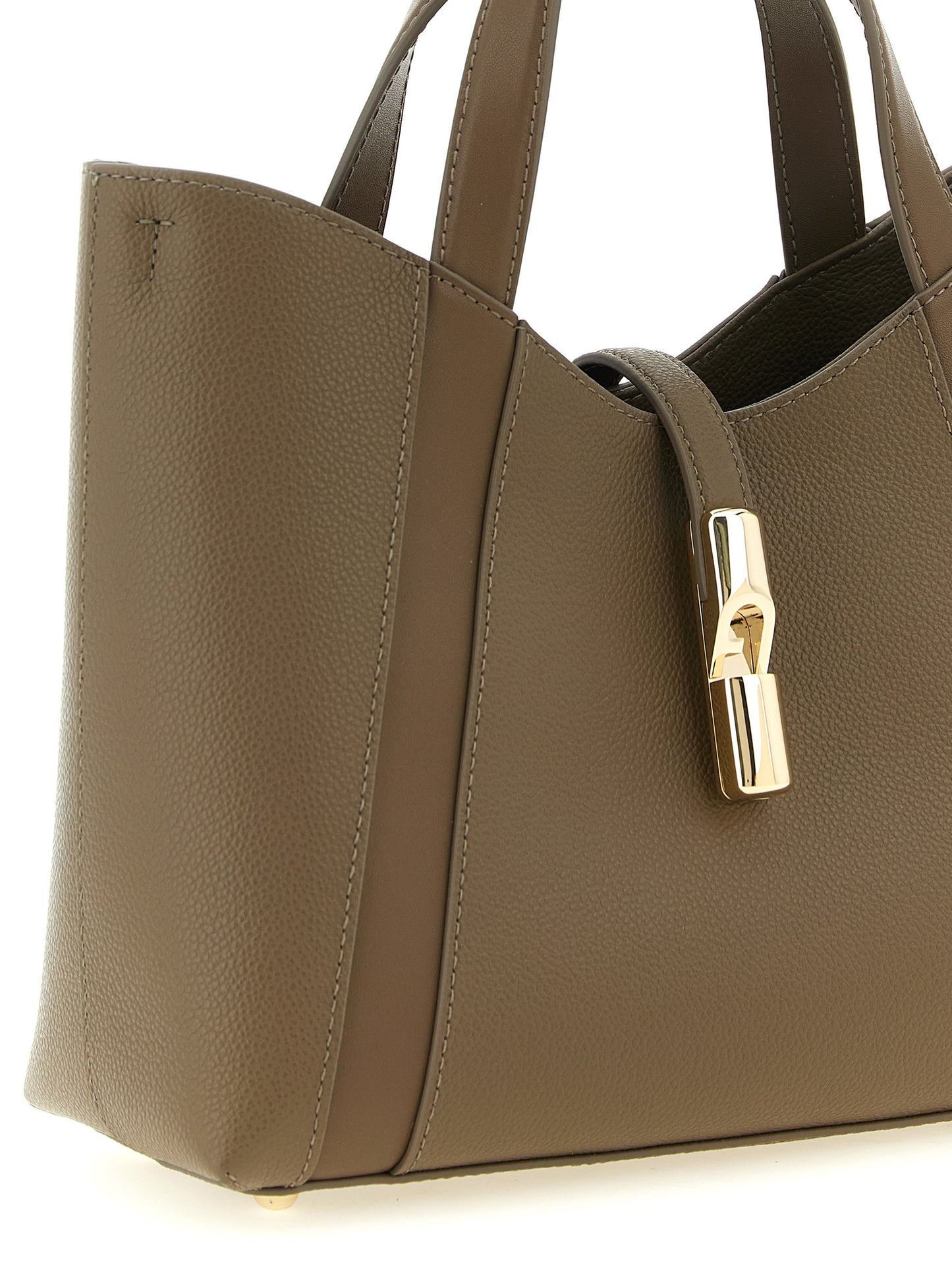 Bolso Tote Furla De Piel Gris Superficie Texturizada Goccia S