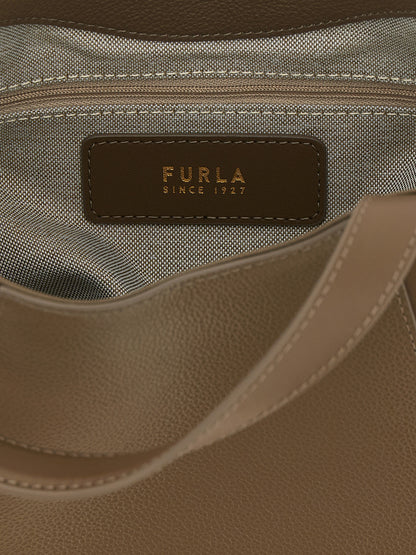 Bolso Tote Furla De Piel Gris Superficie Texturizada Goccia S
