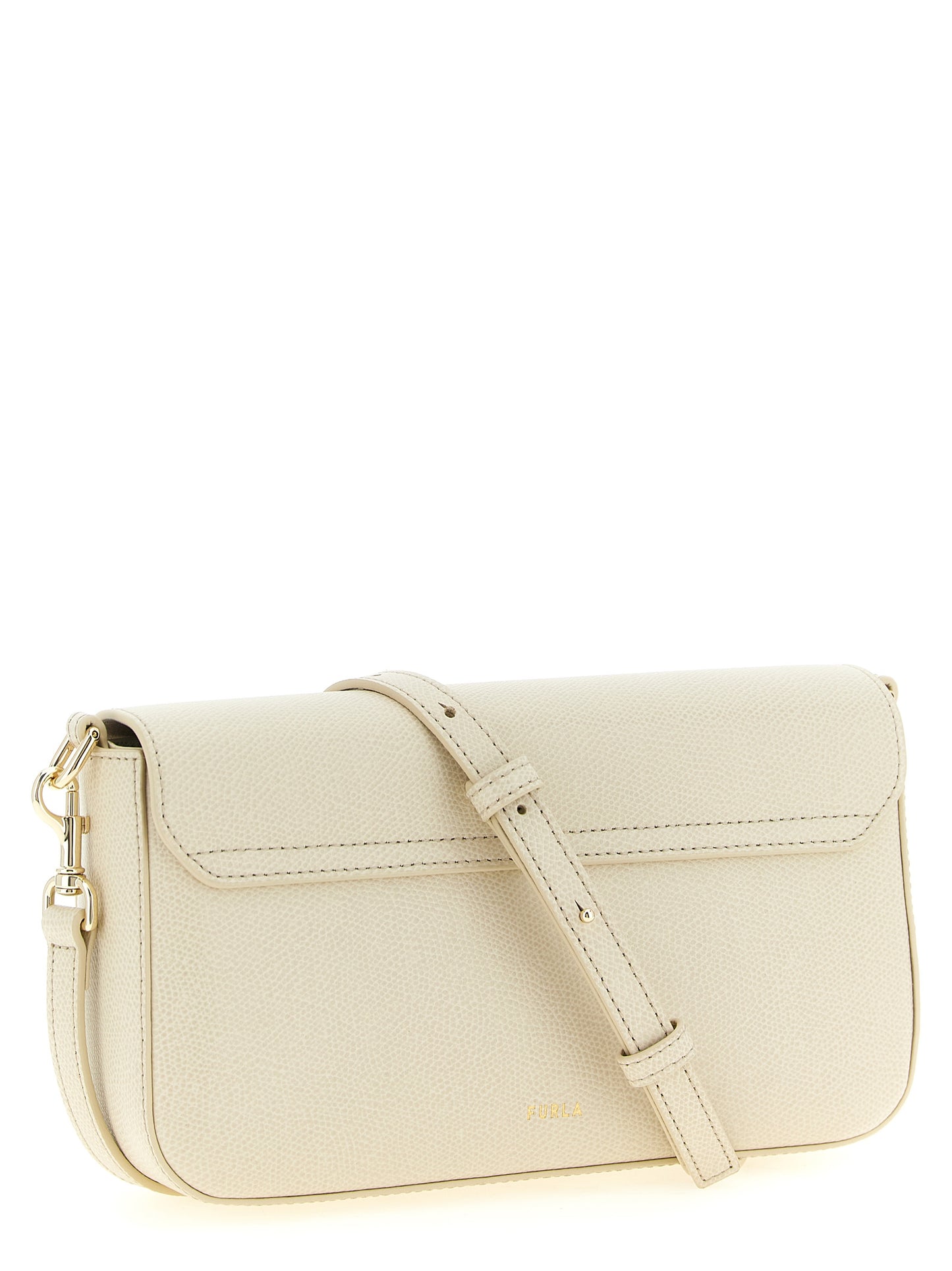 Bolso cruzado Furla de piel de becerro blanca