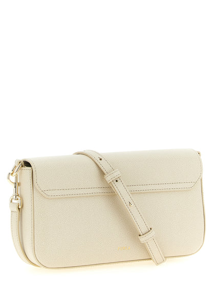 Bolso cruzado Furla de piel de becerro blanca