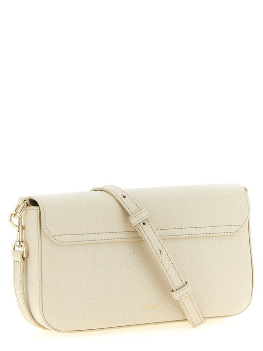 Bolso cruzado Furla de piel de becerro blanca