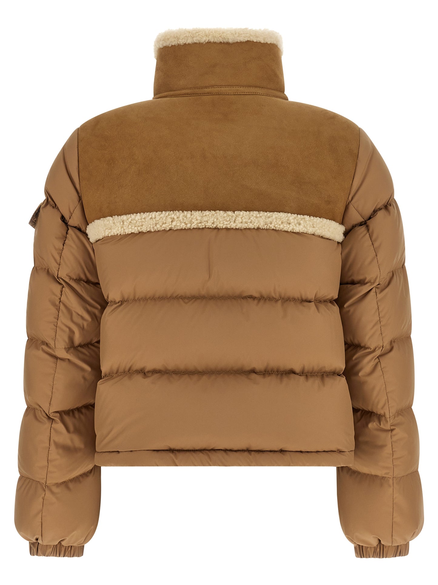 Chaqueta Moncler larga de poliéster beige