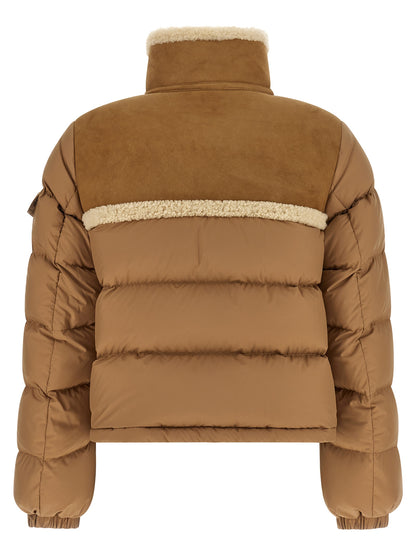 Chaqueta Moncler larga de poliéster beige