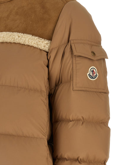 Chaqueta Moncler larga de poliéster beige