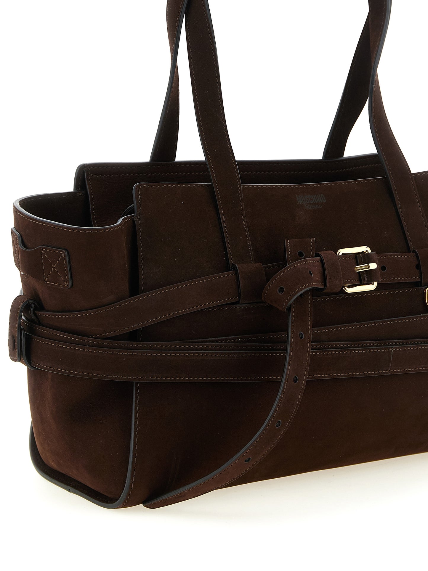 Bolso Moschino de piel de becerro marrón