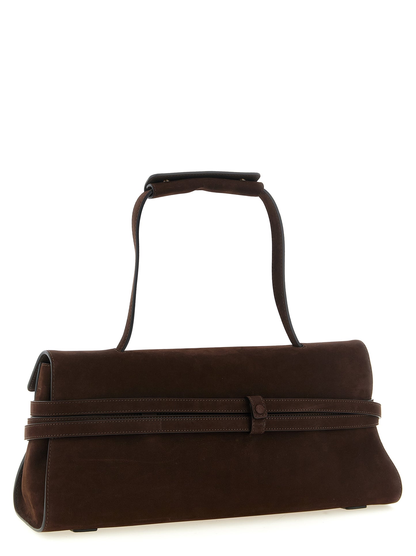 Bolso de hombro Moschino de piel de becerro marrón