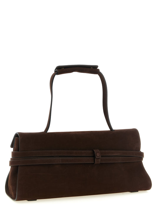 Bolso de hombro Moschino de piel de becerro marrón