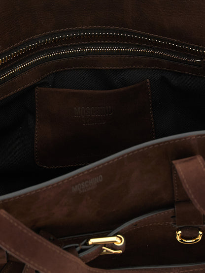 Bolso Moschino de piel de becerro marrón