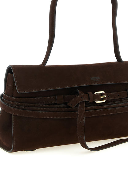 Bolso de hombro Moschino de piel de becerro marrón
