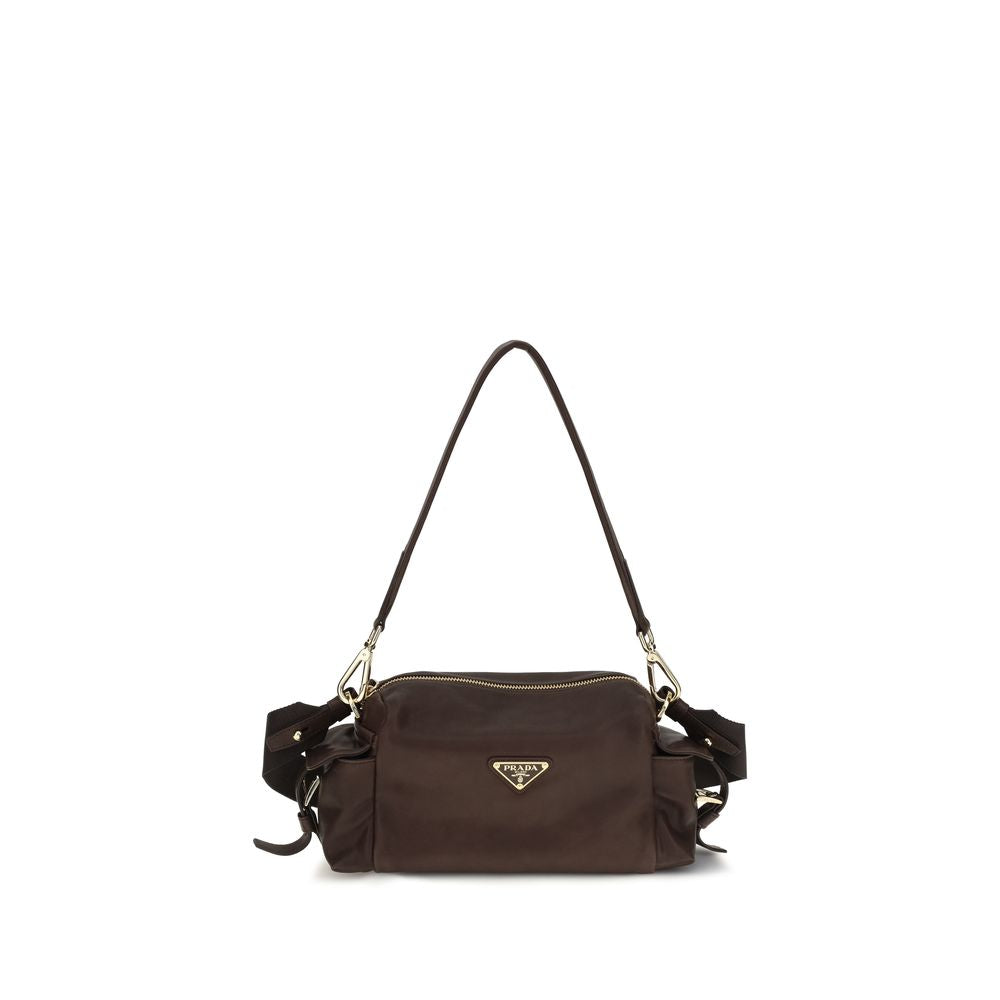 Bolso de hombro Prada de cuero Napa marrón / piel de becerro Bos Taurus