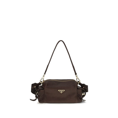 Bolso de hombro Prada de cuero Napa marrón / piel de becerro Bos Taurus