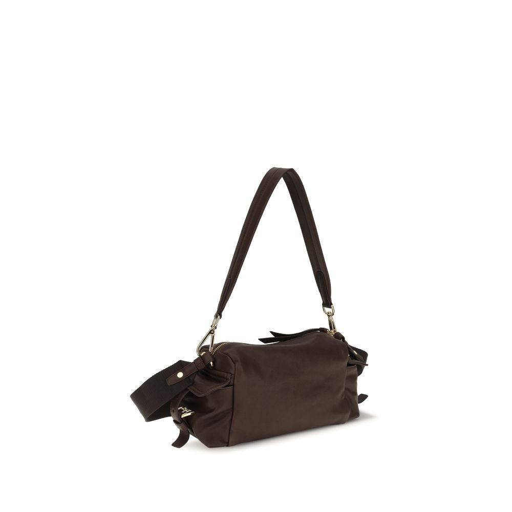 Bolso de hombro Prada de cuero Napa marrón / piel de becerro Bos Taurus