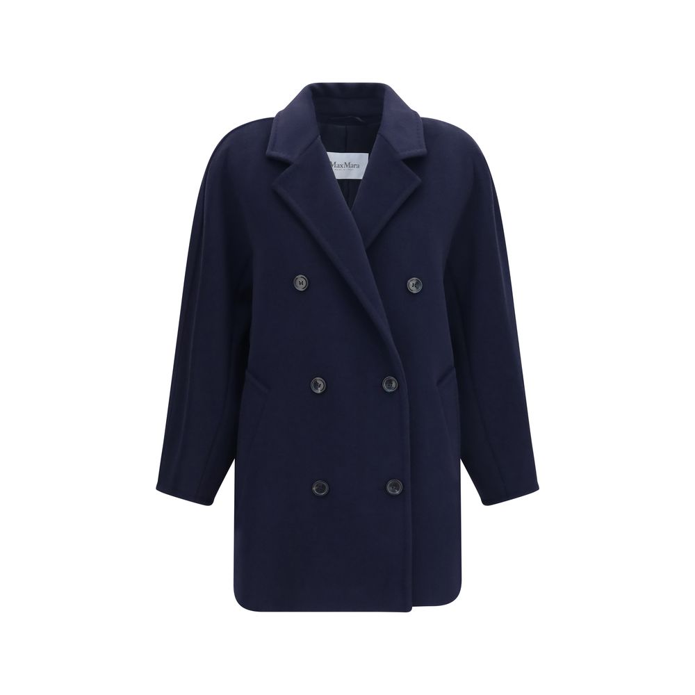 Chaqueta de lana Max Mara azul Oves Aries de largo completo