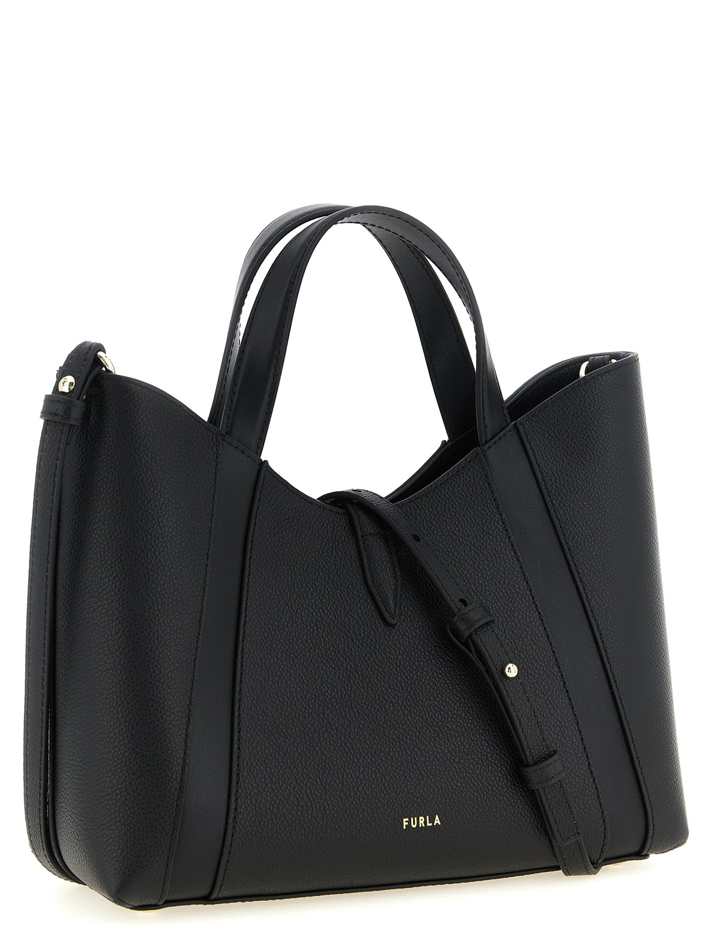 Sac cabas Furla Goccia en cuir de veau noir