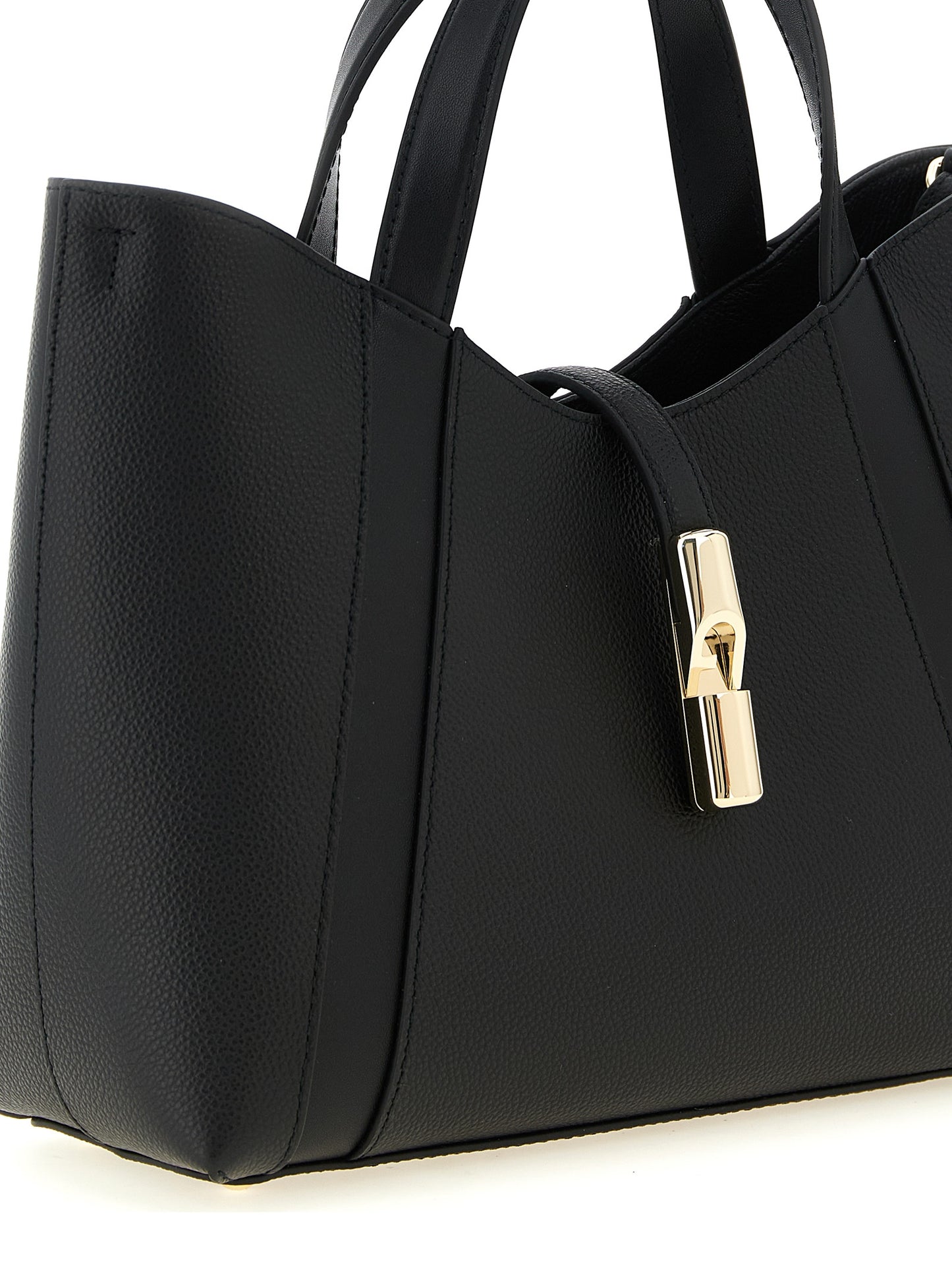 Sac cabas Furla Goccia en cuir de veau noir