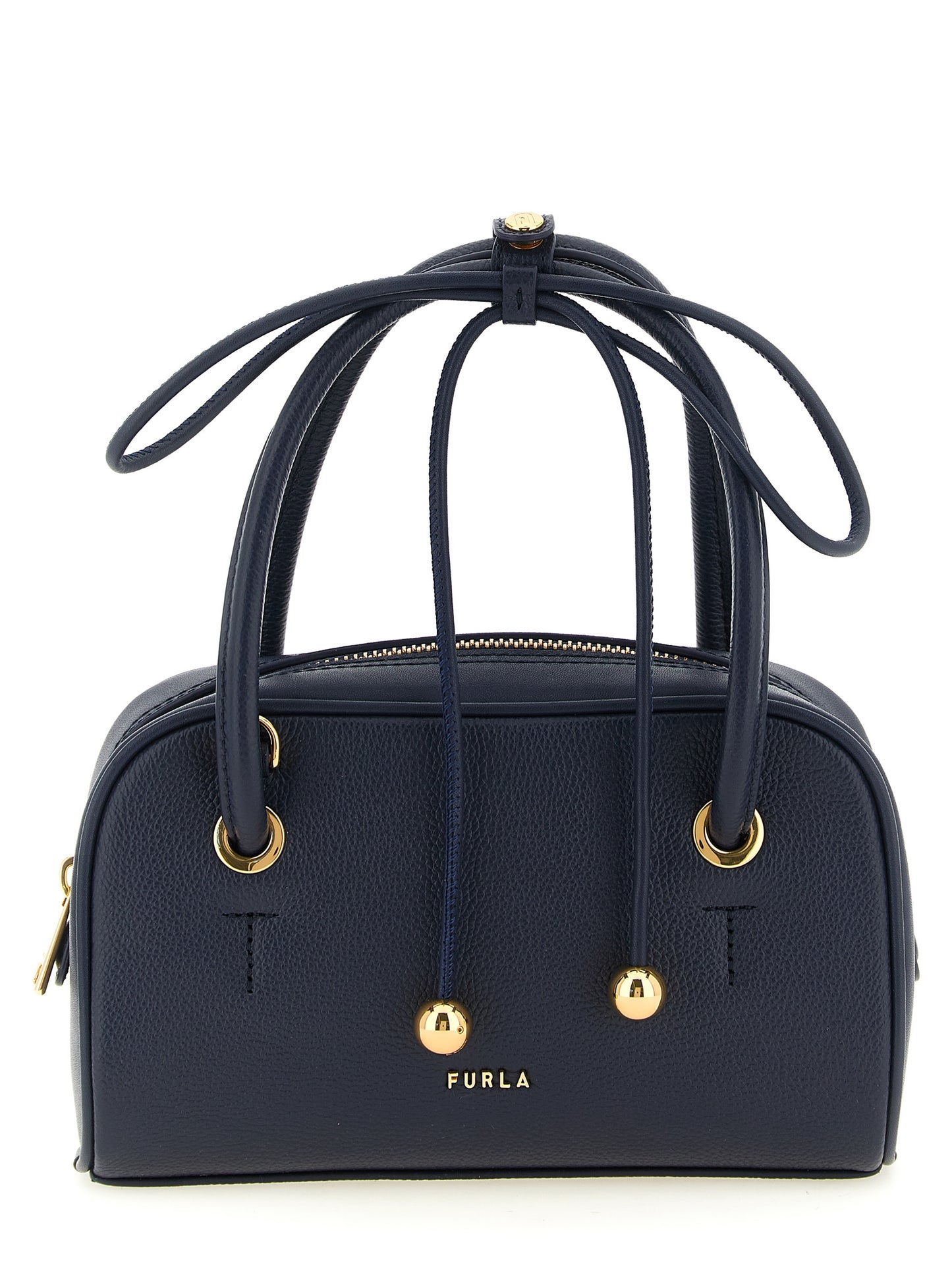 Sac fourre-tout en cuir de veau bleu marine Furla