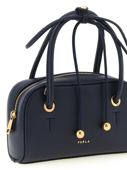 Sac fourre-tout en cuir de veau bleu marine Furla
