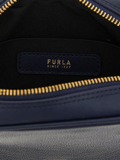 Sac fourre-tout en cuir de veau bleu marine Furla