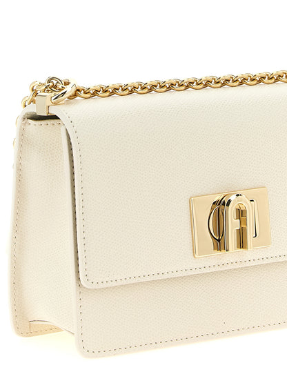 Mini sac bandoulière Furla 1927 en cuir de veau blanc