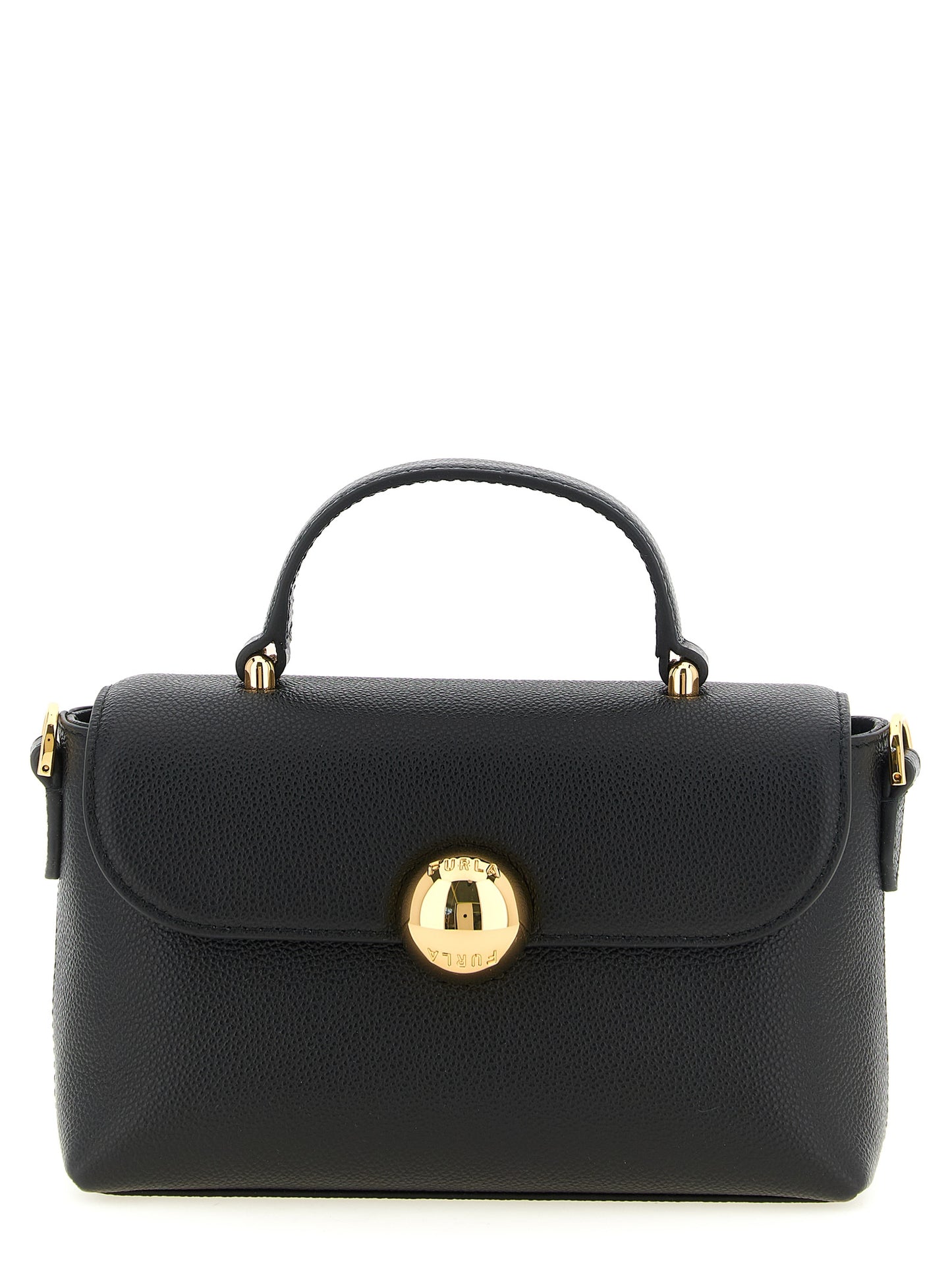 Bolso Furla De Piel De VacunoNegra Con Acabado Martillado