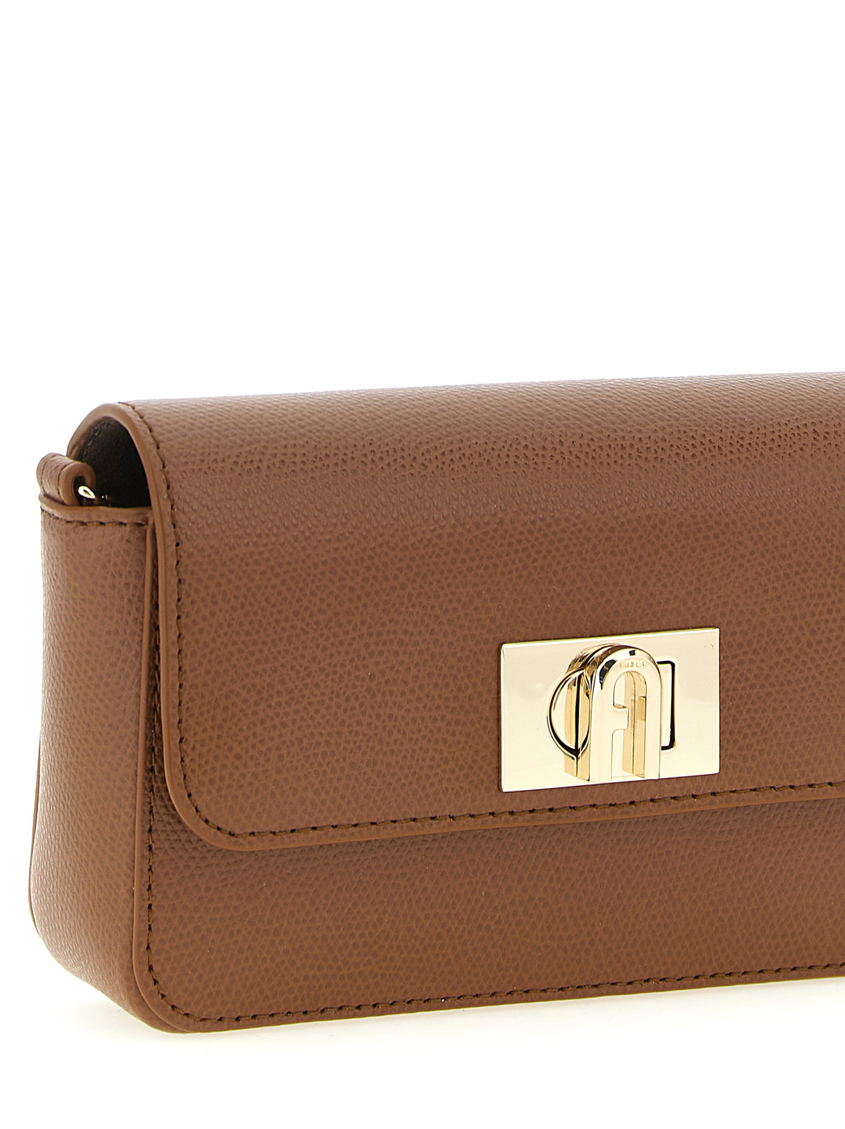 Minibandolera Furla De Piel De Vaca Marrón Con Cadena