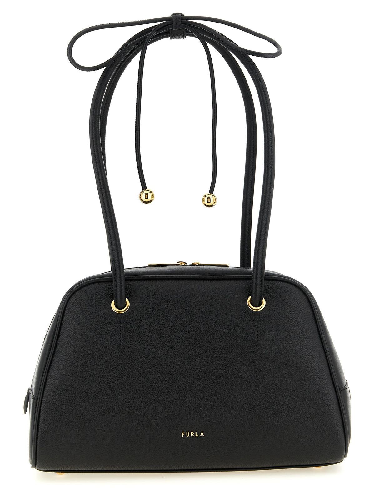 Sac Cabas En Cuir De Veau Noir Modèle Poppy M De Furla