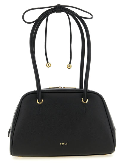 Sac Cabas En Cuir De Veau Noir Modèle Poppy M De Furla