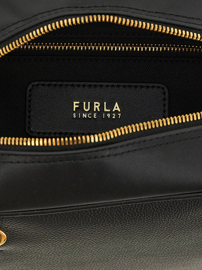 Sac Cabas En Cuir De Veau Noir Modèle Poppy M De Furla
