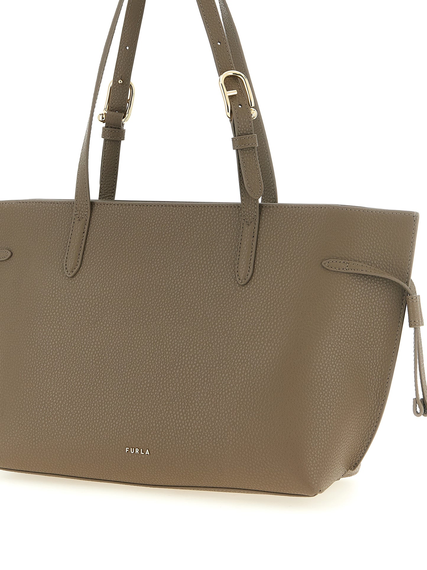 Furla Ava M Grey Calfskin Leather Tote Bag