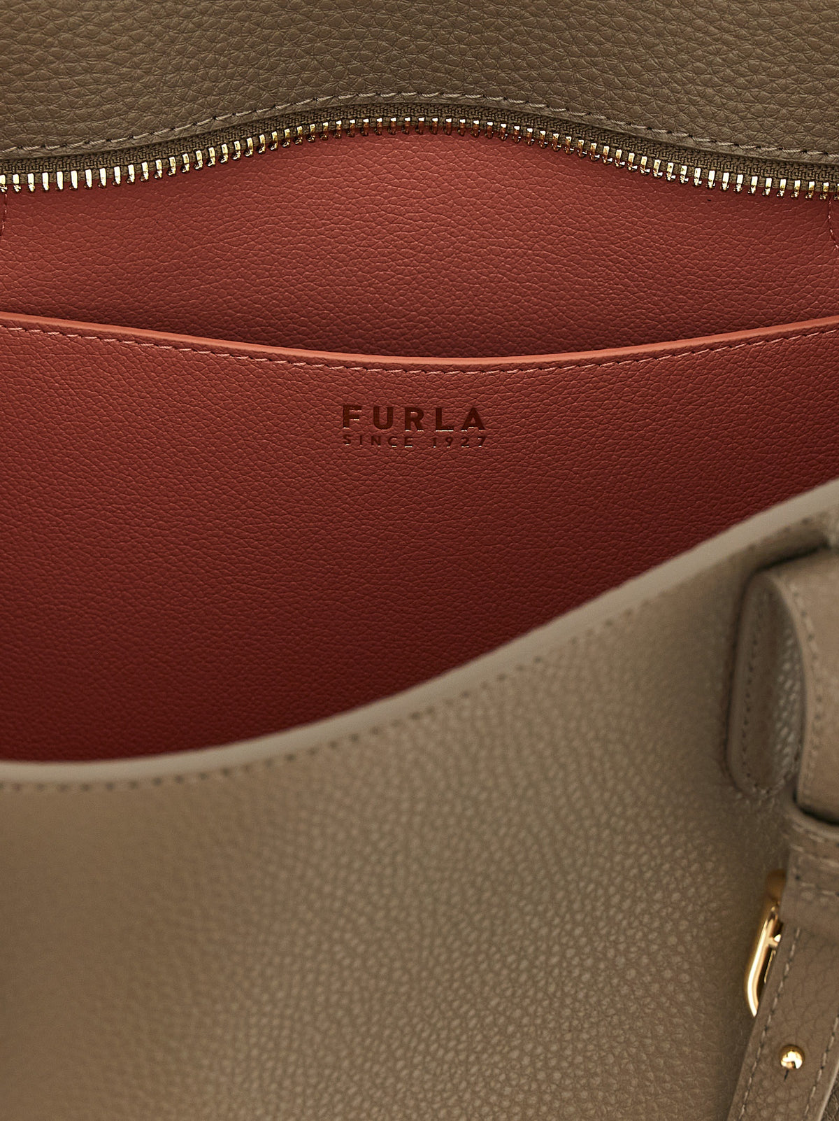 Furla Ava M Grey Calfskin Leather Tote Bag