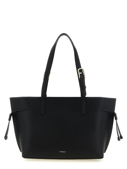 Furla Ava M Black Calfskin Large Capacity Tote Bag