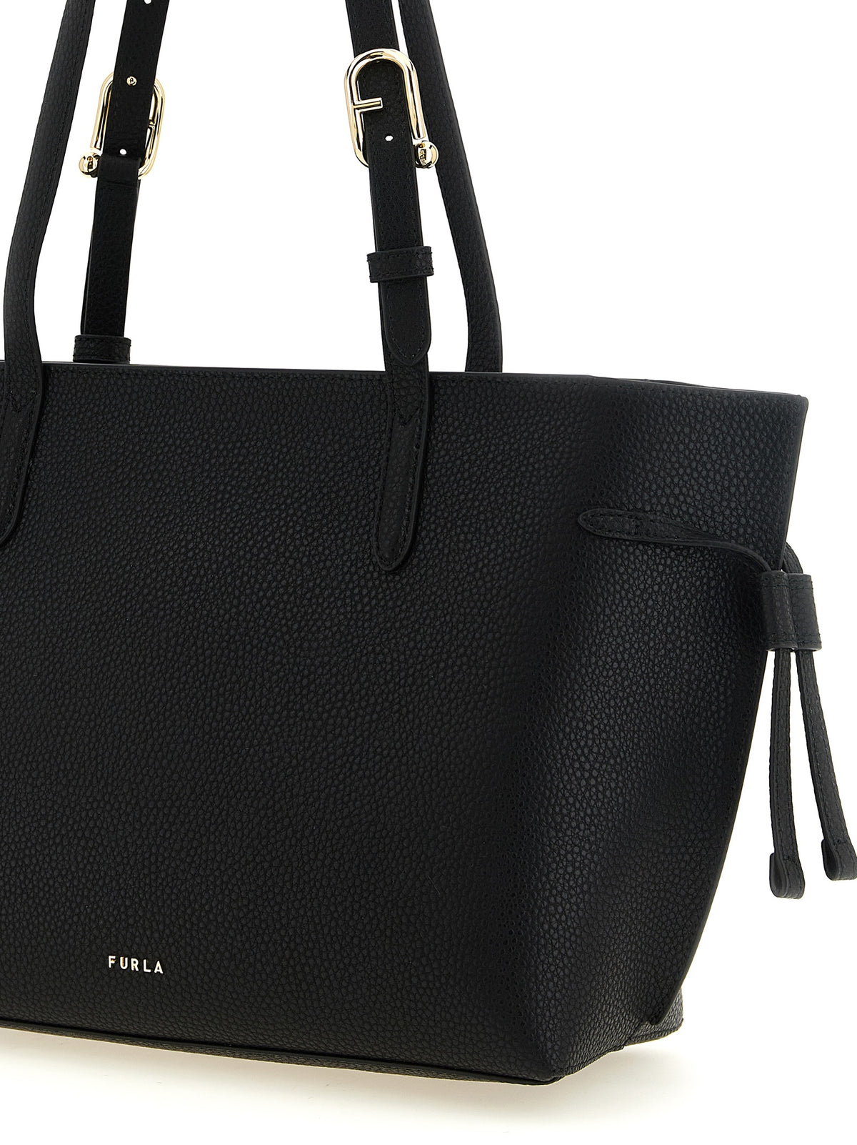 Furla Ava M Black Calfskin Large Capacity Tote Bag