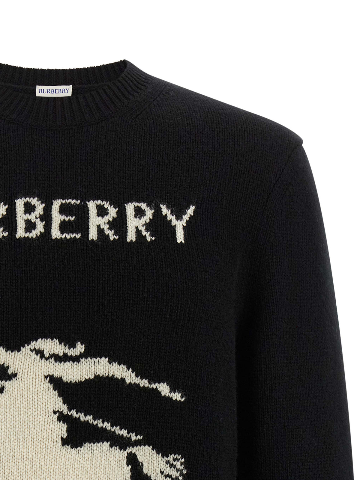 Cárdigan Burberry De Lana Negra Con Cuello Redondo Y Ajuste Regular