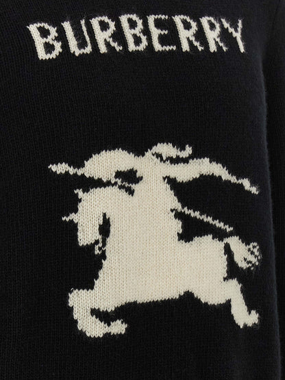 Cárdigan Burberry De Lana Negra Con Cuello Redondo Y Ajuste Regular