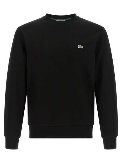 Sweat-shirt Lacoste en coton noir à col rond