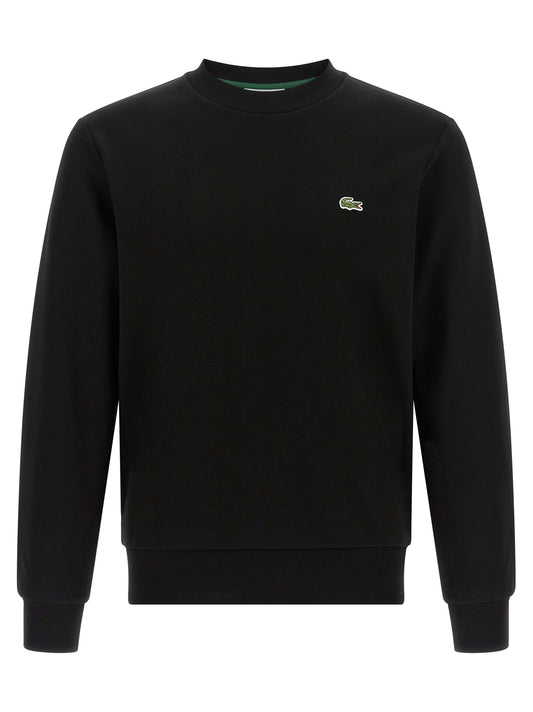 Sudadera de Algodón Lacoste Negra con Cuello Redondo