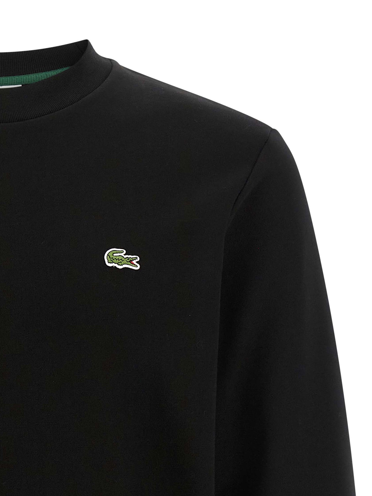 Sweat-shirt Lacoste en coton noir à col rond