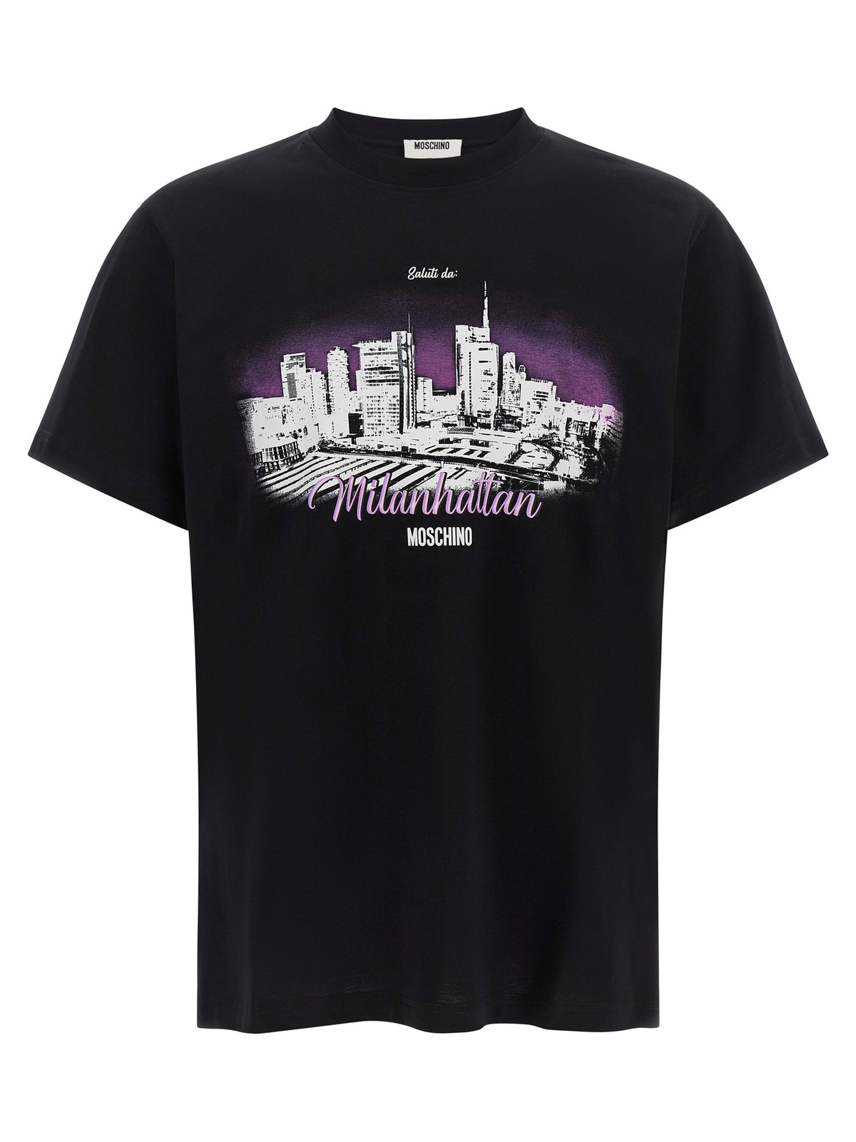 Camiseta Moschino De Algodón Negro Con Estampa Milanhattan
