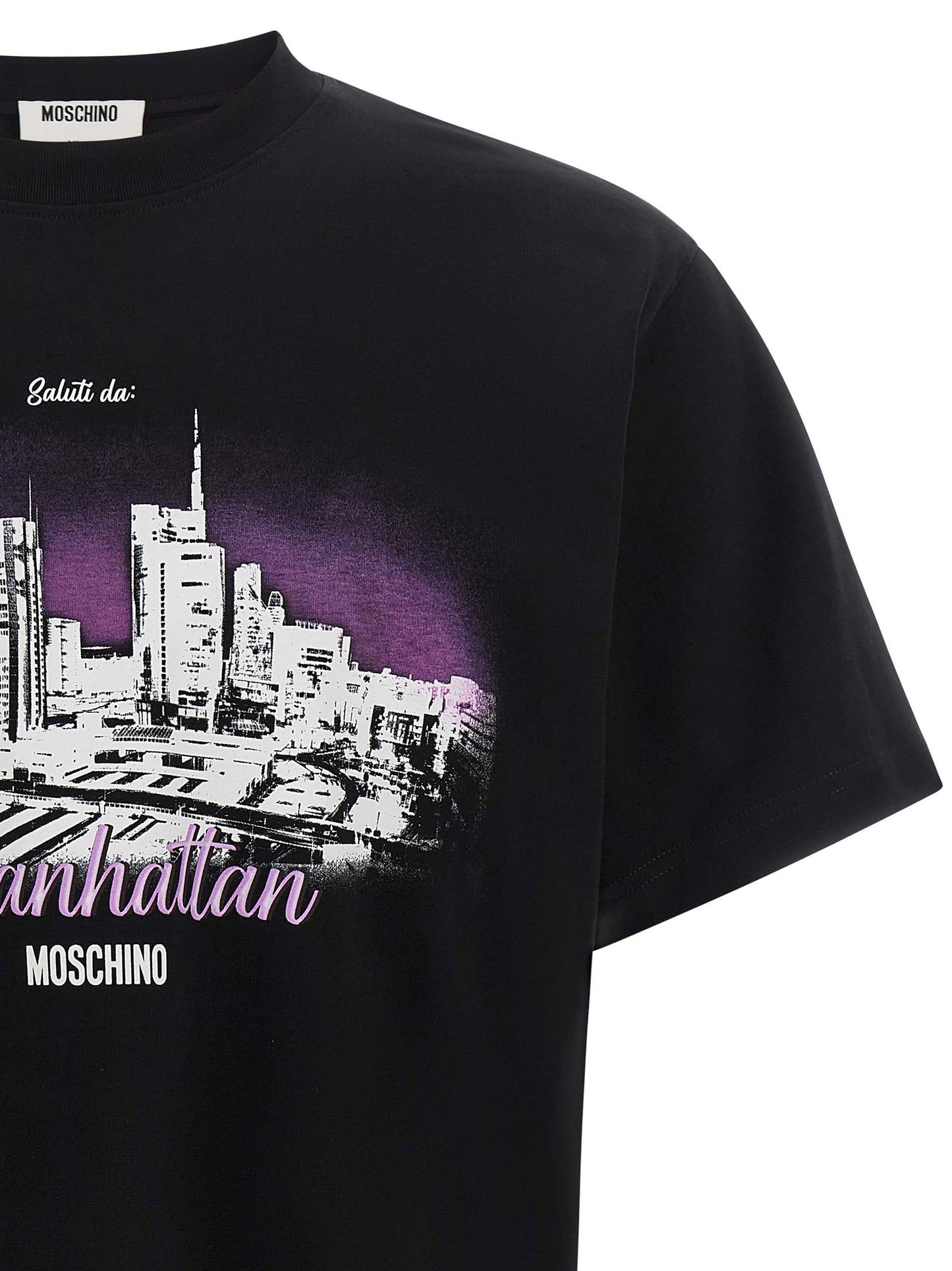 Camiseta Moschino De Algodón Negro Con Estampa Milanhattan
