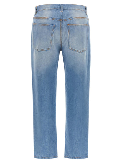 Vaqueros rectos de algodón azul Moschino