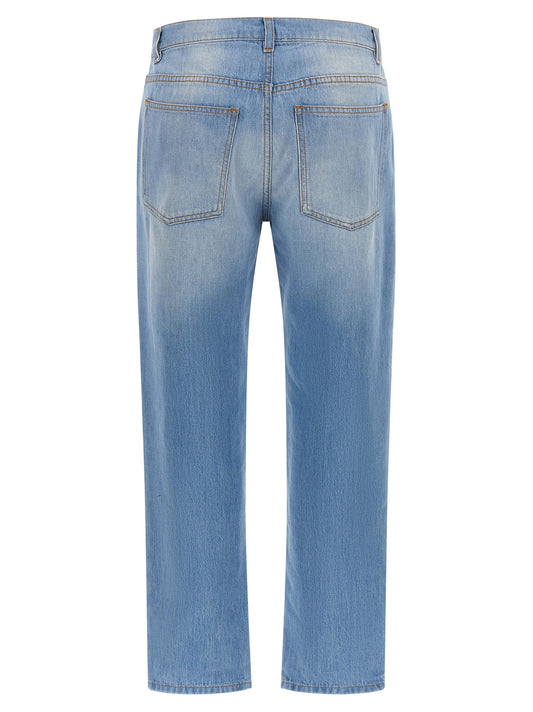 Vaqueros rectos de algodón azul Moschino