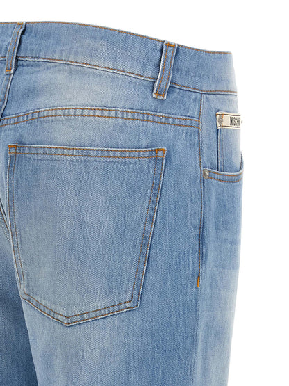 Vaqueros rectos de algodón azul Moschino