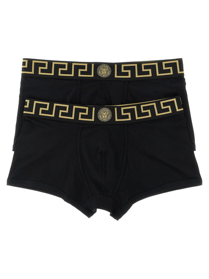 Boxers De Algodón Negro Versace Con Ajuste Entallado