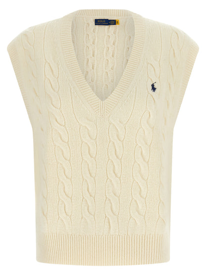 Veste sans manches en laine blanche Polo Ralph Lauren