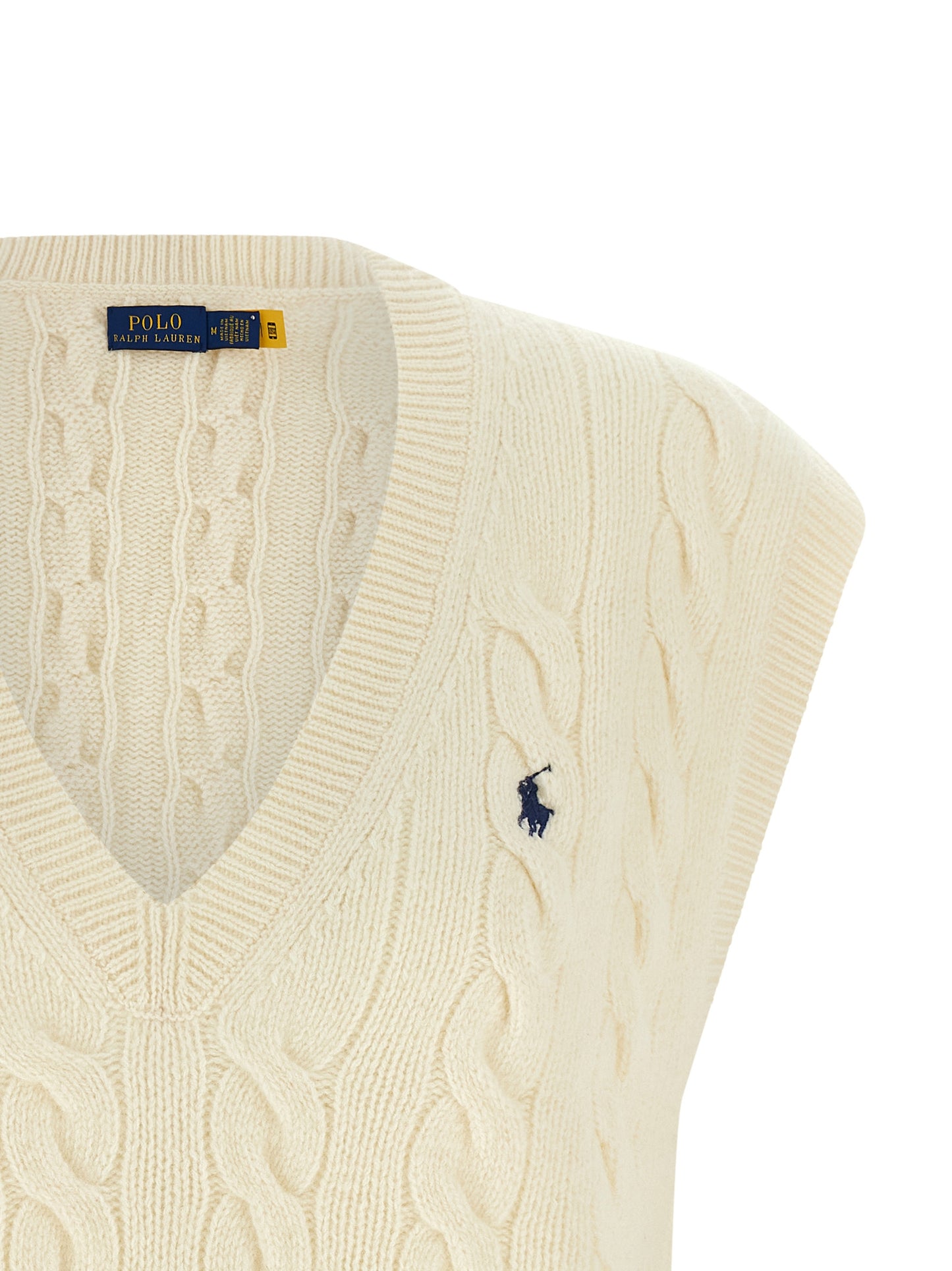 Veste sans manches en laine blanche Polo Ralph Lauren