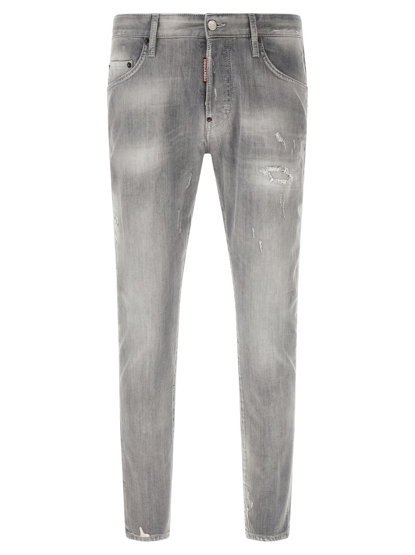 Pantalones Vaqueros Entallados De Algodón Gris Dsquared²