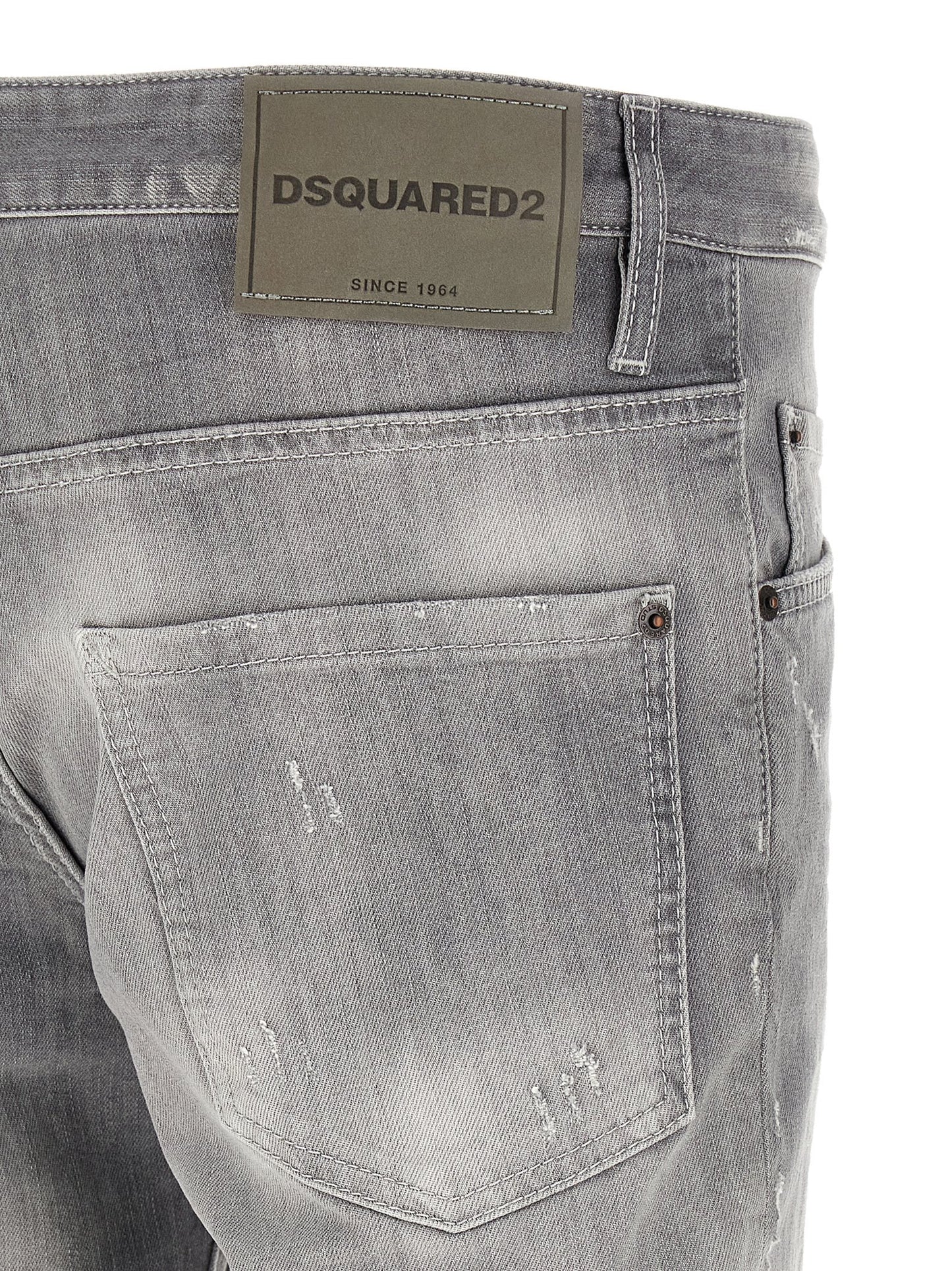 Pantalones Vaqueros Entallados De Algodón Gris Dsquared²