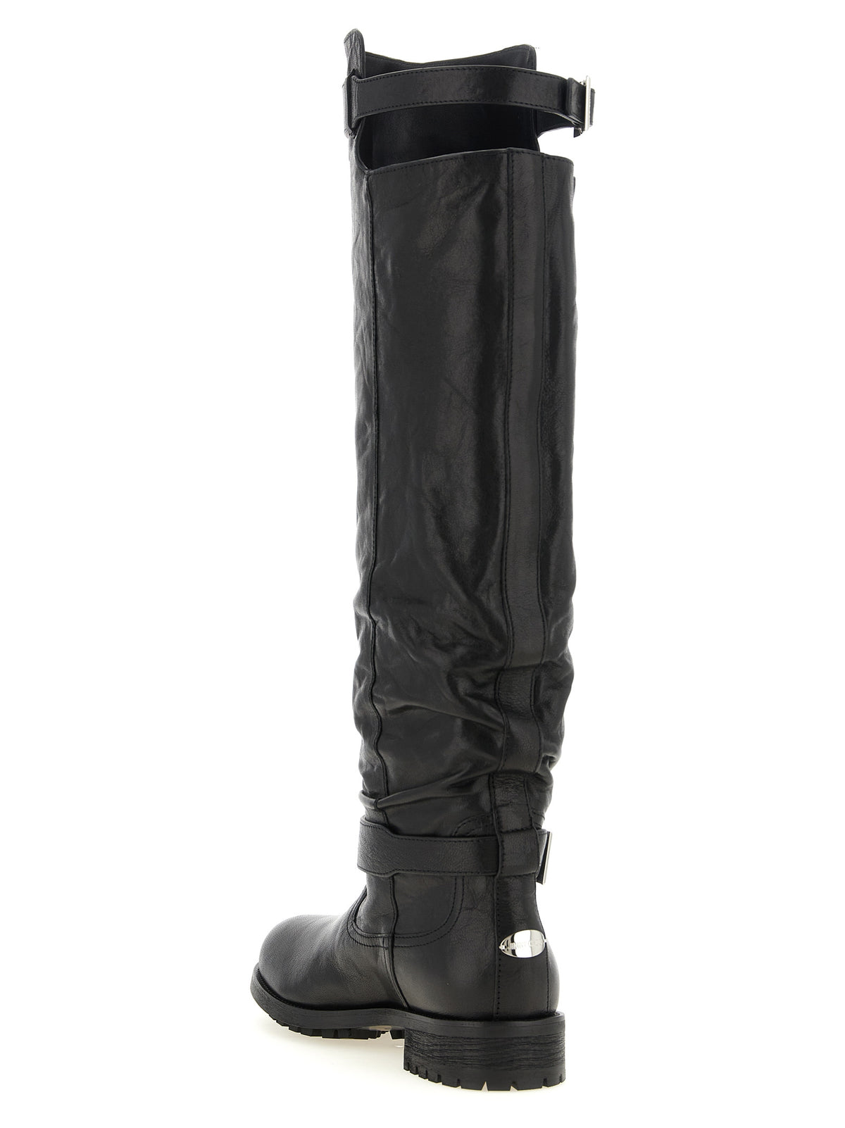 Jimmy Choo Botas Hasta La Rodilla Biker KB - Piel Negra Texturizada